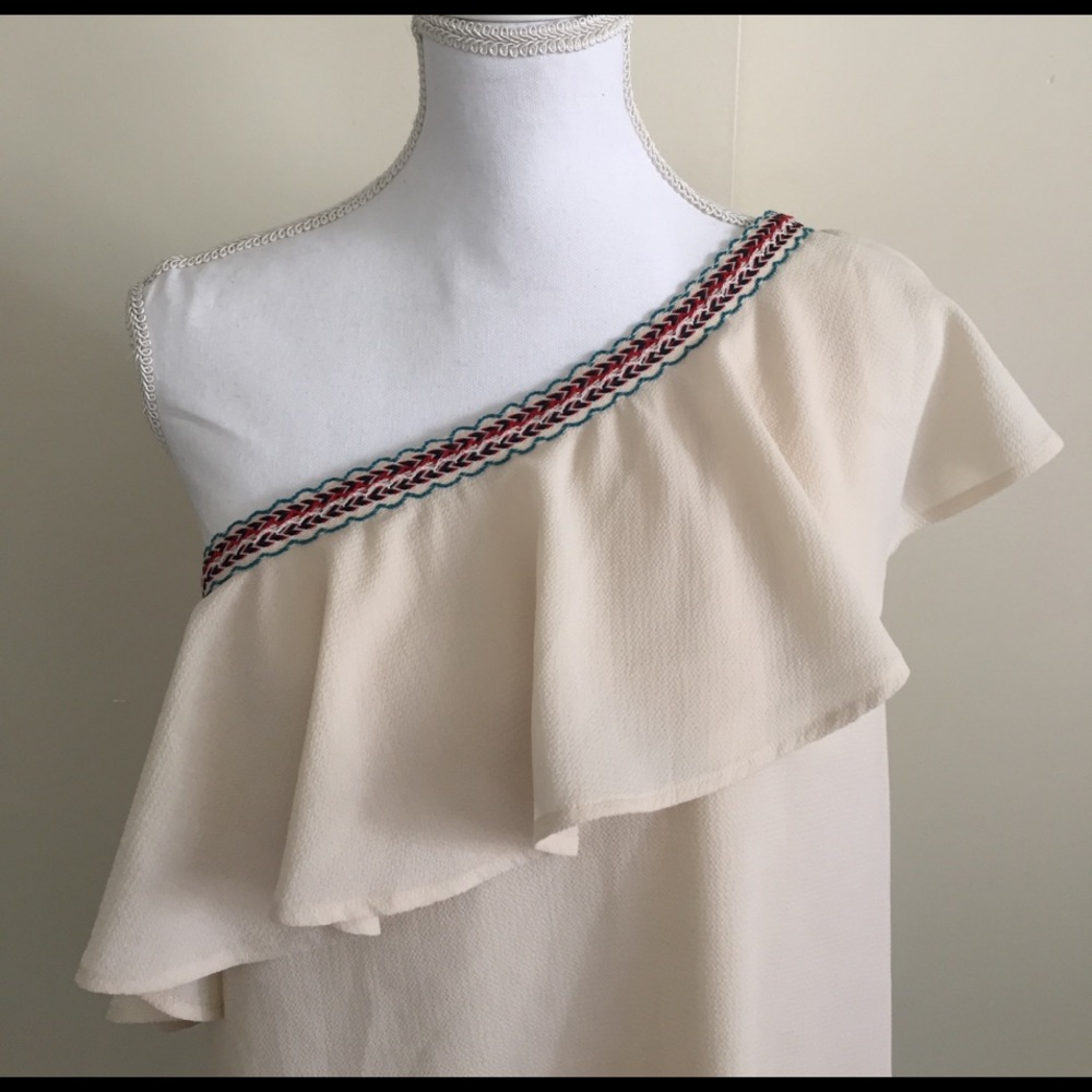 Anthropologie Paper Crane One Shoulder Blouse M - Picture 2 of 7